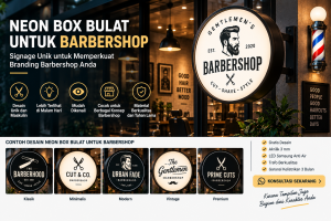 Neon Box Bulat untuk Barbershop: Signage Unik untuk Memperkuat Branding